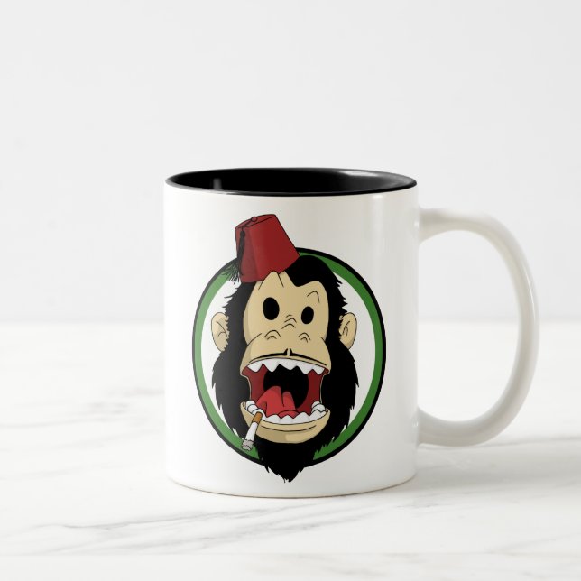 smoking monkey Two-Tone coffee mug (Right)