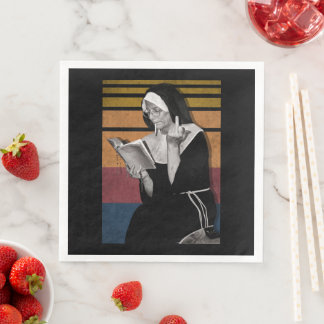 Smoking Nuns Retro Style Napkin