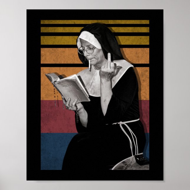 Smoking Nuns Retro Style Poster (Front)