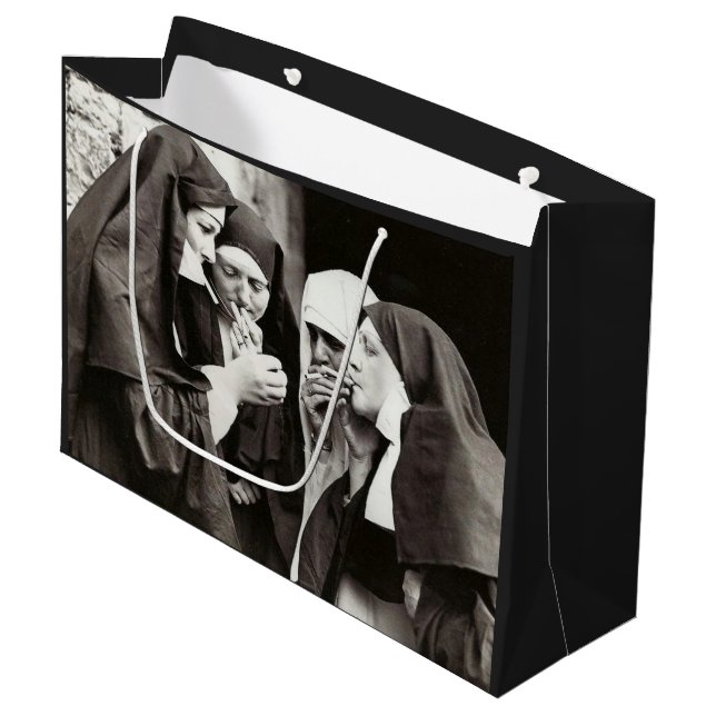 Smoking Nuns Vintage Photography    Large Gift Bag (Front Angled)