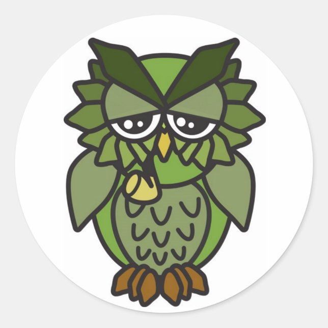 Smoking Owl 2.0 Classic Round Sticker (Front)