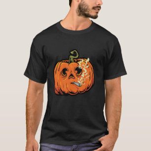 Smoking Pumpkin Face Funny Halloween Stoner Jack o T-Shirt