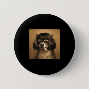 Smoking racoon bob haircut meme funny chihuahua 6 cm round badge