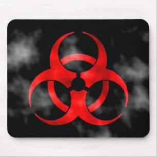 Smoking Red Biohazard Symbol Mousepad