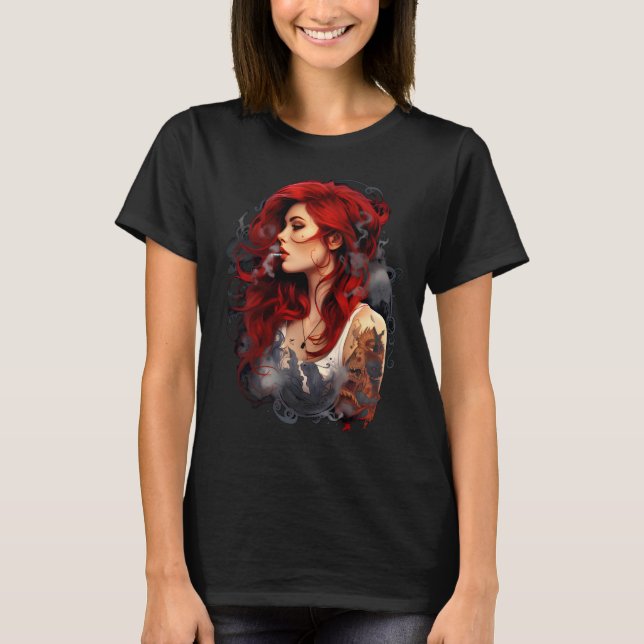 Smoking Red Hair 02 T-Shirt (Front)