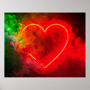 Smoking Red Hot Heart With a Little Envy on a Wall Poster