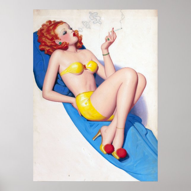 Smoking Redhead Pin Up Poster (Front)