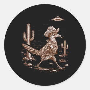 Smoking Roadrunner UFO Desert Sarcastic Funny Meme Classic Round Sticker