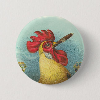 Smoking Rooster 6 Cm Round Badge