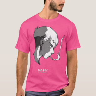Smoking Sad Boy Japanese Anime Vaporwave Goth Senp T-Shirt