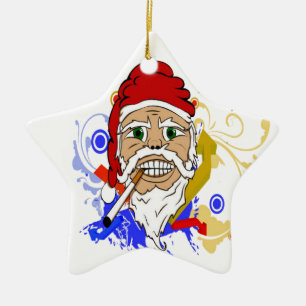 Smoking Santa Ceramic Tree Decoration