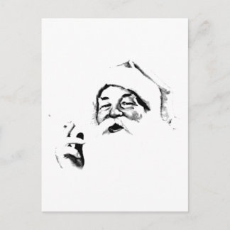 Smoking Santa. Vintage Santa Smoking A Cigarette. Holiday Postcard