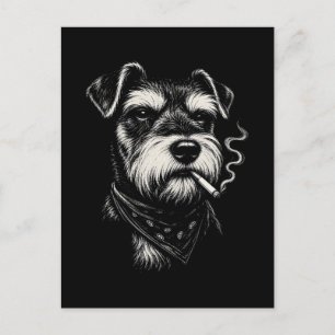 Smoking Schnauzer Funny Dog Lover Vintage Canine Postcard
