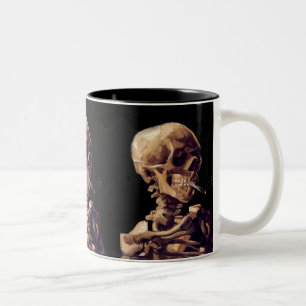 Smoking skeleton by Van Gogh Two-Tone Coffee Mug