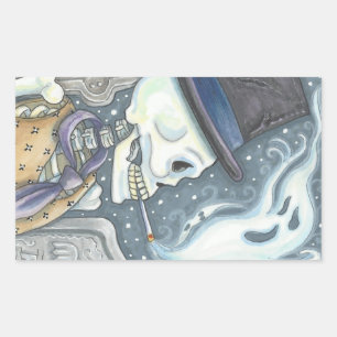 SMOKING SKELETON, CEMETERY STICKERS SHEET Rec