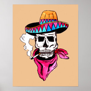 Smoking Skeleton Cowboy Poster