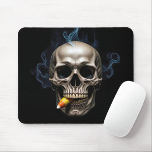 Smoking Skull Biting Candy Corn Mouse Mat