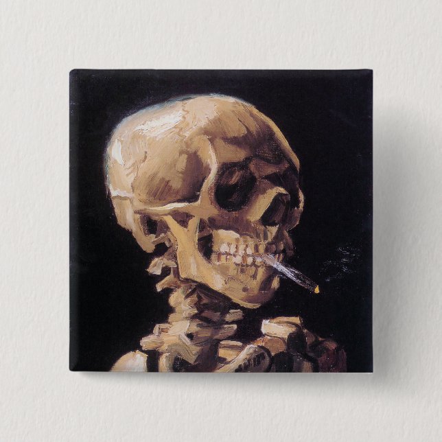 Smoking Skull Button (Front)