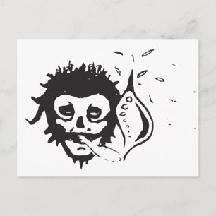 smoking skull postcard