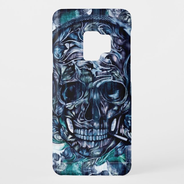 Smoking skull with headphones. Case-Mate samsung galaxy case (Back)