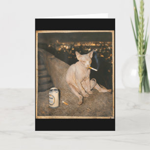 Smoking Sphynx Cat Meme Funny Cat Smoking Cigarett Card