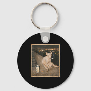Smoking sphynx cat meme funny cat smoking cigarett key ring