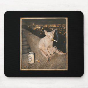 Smoking Sphynx Cat Meme Funny Cat Smoking Cigarett Mouse Mat