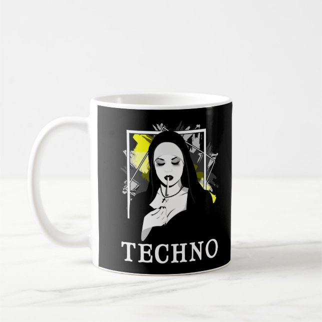 Smoking Techno Nun Religion Electronic Bass Music Coffee Mug (Left)