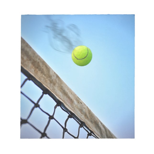 Smoking Tennis Ball Flying Over Net Notepad (Front)