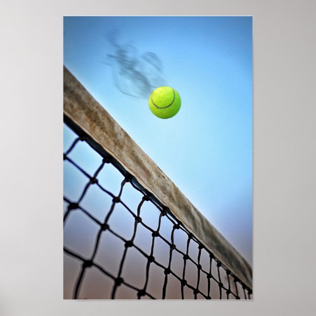 Smoking Tennis Ball Flying Over Net Poster (Front)