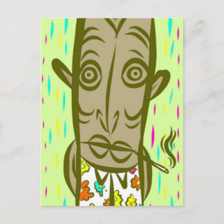 Smoking Tiki Postcard