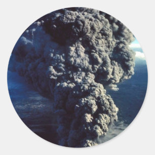 Smoking Volcano Classic Round Sticker