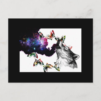 Smoking Wolf butterfly floral Postcard