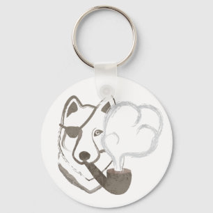 Smoking Wolf Key Ring