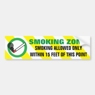 Smoking Zone Allowed within 15 Feet Warning Sign Bumper Sticker
