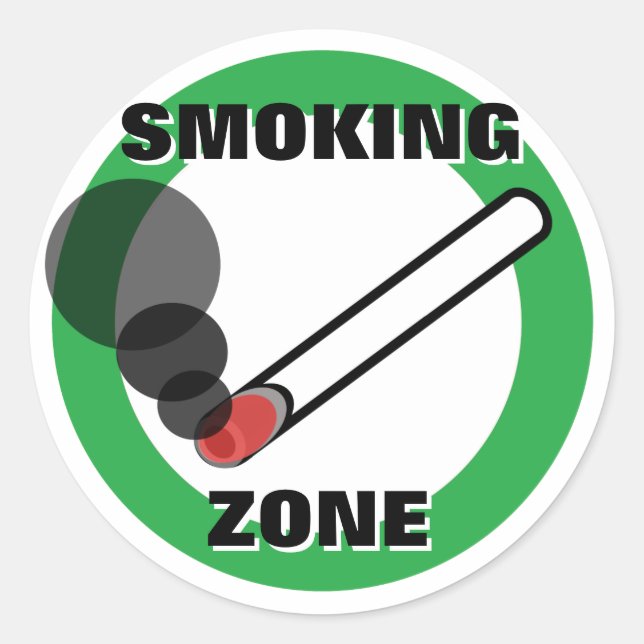 Smoking Zone Sign Classic Round Sticker (Front)