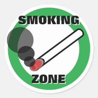 Smoking Zone Sign Classic Round Sticker