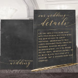 Smoky Black Gold Elegant Wedding Details Enclosure<br><div class="desc">An elegant and sophisticated black and gold wedding invitation Details enclosure sheet to advise guests of additional information not covered on your invite. This is a thin paper sheet with impressive colour reproduction and makes it easier to add to your invite envelope when you're including RSVP cards.</div>