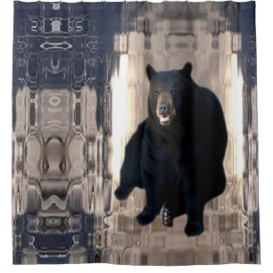 Smoky Blue Mountain Bear Shower Curtain