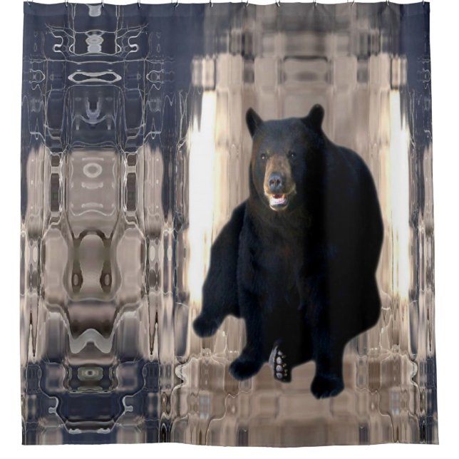 Smoky Blue Mountain Bear Shower Curtain (Front)