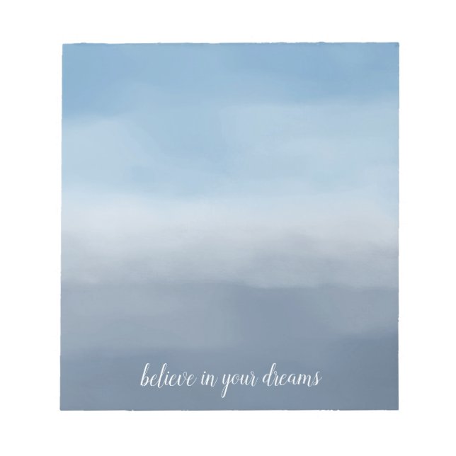 Smoky Blue Ombre Watercolor Notepad (Front)