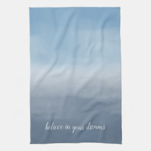 Smoky Blue Ombre Watercolor Tea Towel