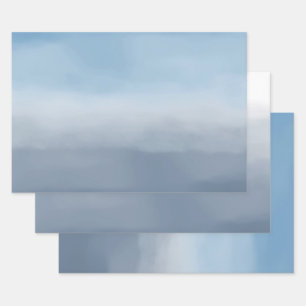 Smoky Blue Ombre Watercolor Wrapping Paper Sheet