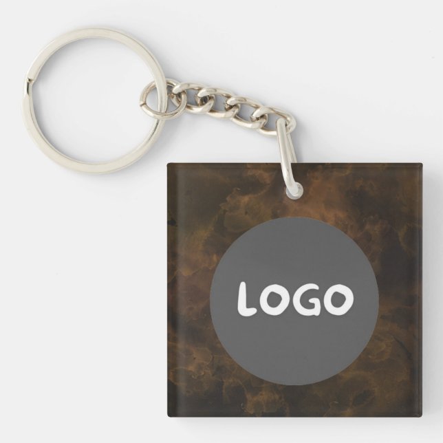 Smoky Brown Double-Sided Business Logo & QR Code Key Ring (Front)