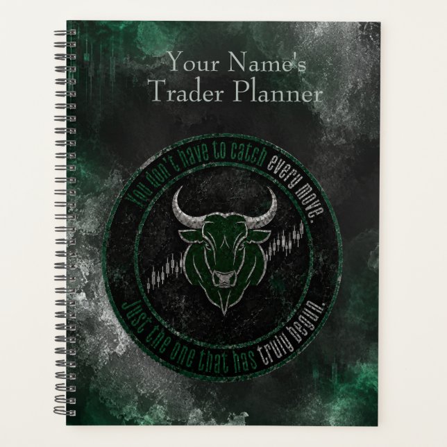 Smoky Emerald Bull Timing Quote Design Planner (Front)