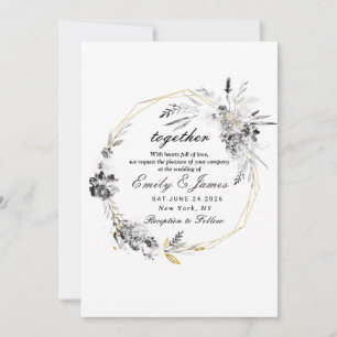 Smoky Frame gold chic wedding Invitation
