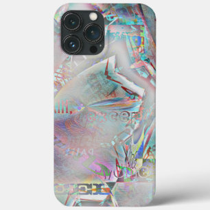 Smoky grainy texture with a mess of curved words iPhone 13 pro max case