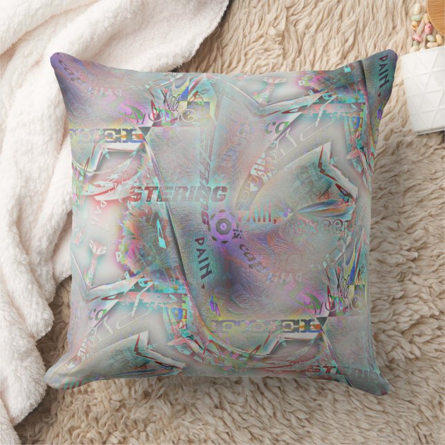 Smoky grainy texture with a mess of curved words   cushion (Blanket)