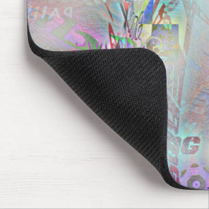 Smoky grainy texture with a mess of curved words mouse mat