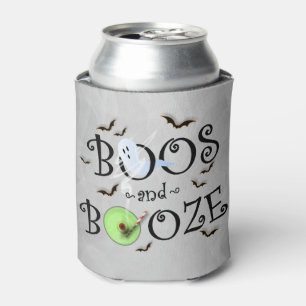 Smoky Grey Boos & Booze Halloween Party Can Cooler